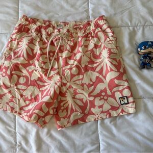 Marine Layer Pink and Cream Floral Shorts Swim Board design pattern linerless